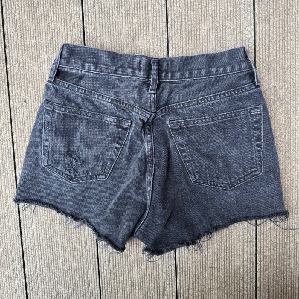 AGOLDE Parker‎ Vintage High Rise Distressed Denim Shorts Size 24 Black - Picture 3 of 5